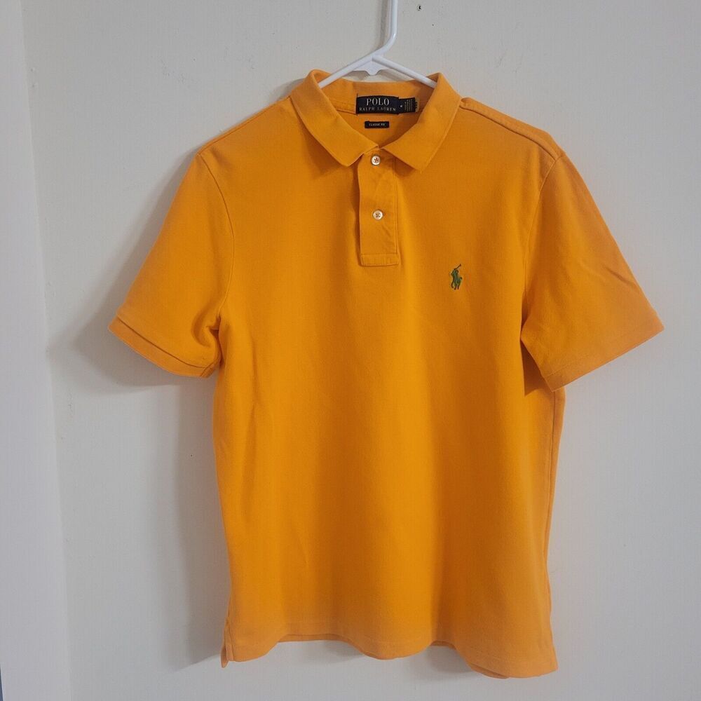 Polo Ralph Lauren Size Medium Polo Shirt Orange wth Green‎ Embroidered Logo